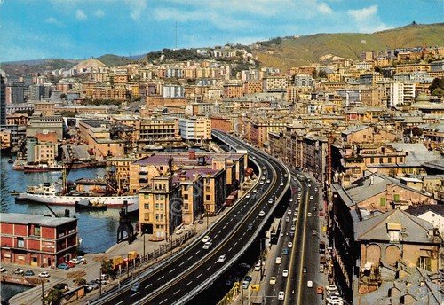 Cartolina Genova Sopraelevata e Via Gramsci 1985 | Immagine principale