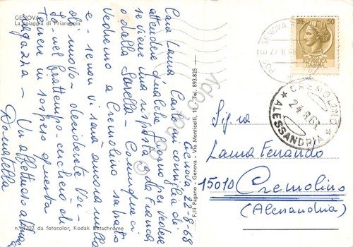 Cartolina Genova Spiaggia di Priaruggia Casa Mia 1963