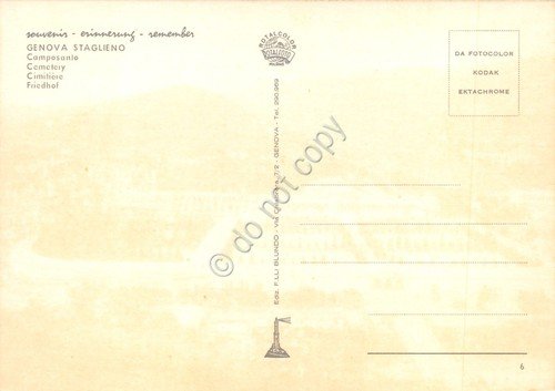 Cartolina Genova Stagliero Camposanto | Immagine Gallery 2