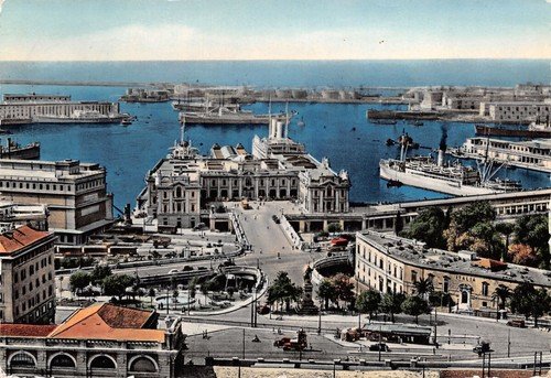 Cartolina Genova Stazione Marittima 1955