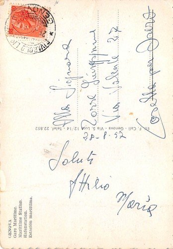 Cartolina Genova Stazione marittima porto navi 1957