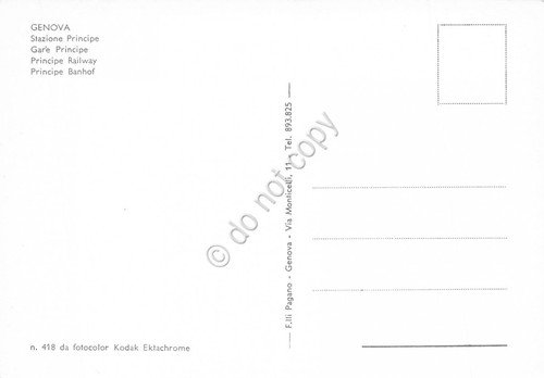 Cartolina Genova Stazione Principe bordo verde | Immagine Gallery 2