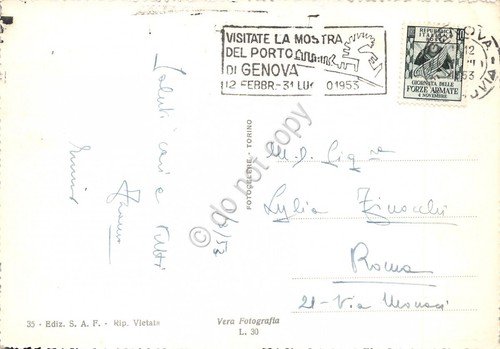 Cartolina Genova Stazione Principe Notturno 1953 timbro mostra del porto …