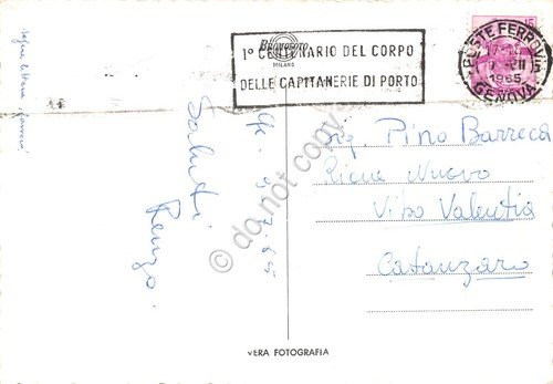 Cartolina Genova Sturla spiaggia stabilimenti Timbro Centenario Capitaneria 1965