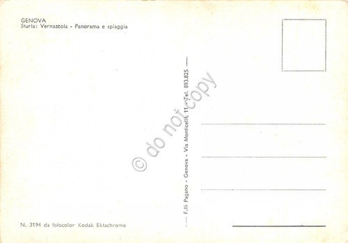 Cartolina Genova Sturla Vernazzola panorama e spiaggia