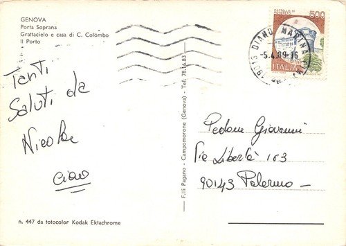 Cartolina Genova vedutine Porta Soprana Grattacielo Porto 1989 | Immagine Gallery 2