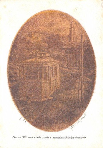 Cartolina Genova Vettura della tranvia a cremagliera Principe Granarolo Rirpoduz | Immagine principale