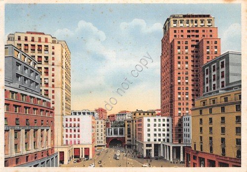 Cartolina Genova Via Dante Grattacieli piccole macchie ingiallimento | Immagine principale