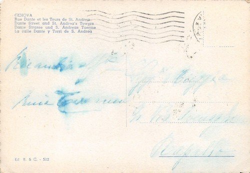 Cartolina Genova Via Dante Torri S. Andrea tram auto d'epoca | Immagine Gallery 2