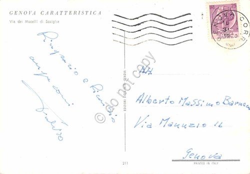 Cartolina Genova Via dei Macelli di Soziglia 1970 animata