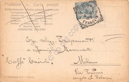 Cartolina Genova Via Garibaldi illustrata 1907