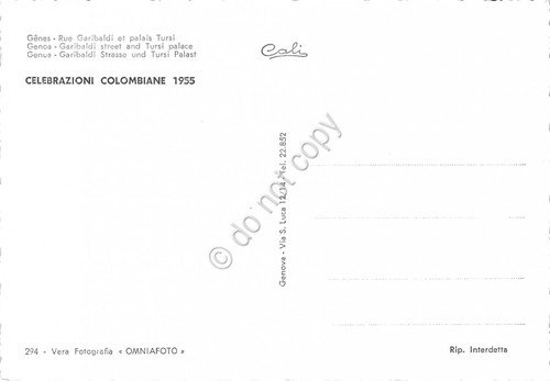 Cartolina Genova Via Garibaldi Palazzo Tursi