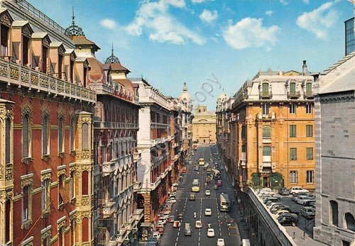 Cartolina Genova Via XX Settembre con Palazzo Ducale | Immagine principale