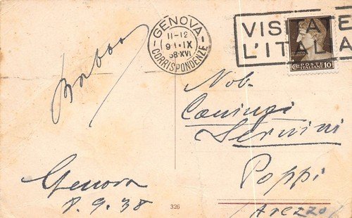 Cartolina Genova Via XX Settembre dall'alto 1938