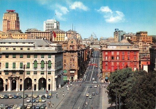 Cartolina Genova Via XX Settembre dall'alto | Immagine principale