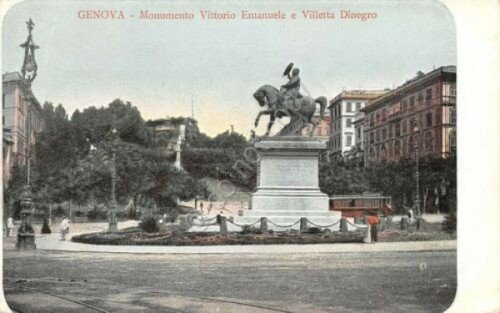 Cartolina Genova Villetta Dinegro Monumento a Vittorio Emanuele anni '10 | Immagine principale