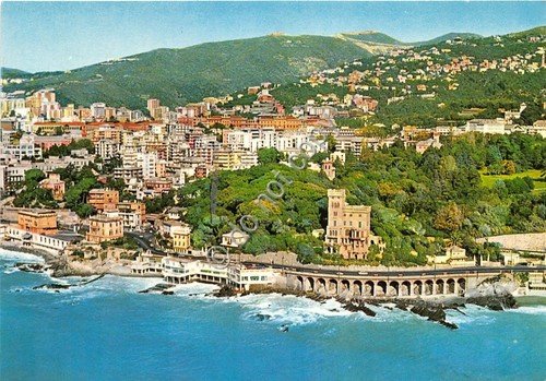 Cartolina Genova Vista aerea di Quarto Villa Carrara