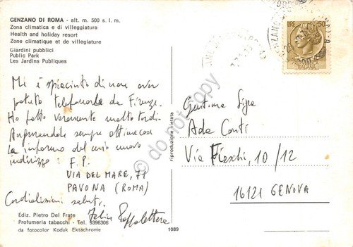 Cartolina Genzano di Roma Giardini Pubblici | Immagine Gallery 2