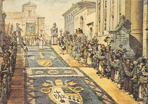 Cartolina Genzano di Roma Infiorata 1989 n.173 Timbro Bicentenario Rivoluzione | Immagine principale