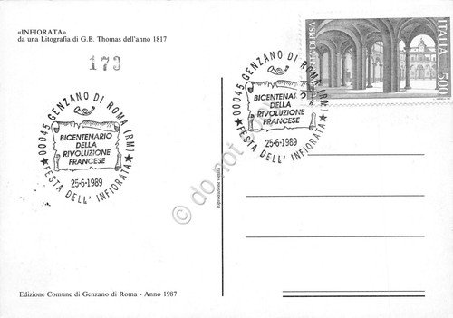 Cartolina Genzano di Roma Infiorata 1989 n.173 Timbro Bicentenario Rivoluzione | Immagine Gallery 2