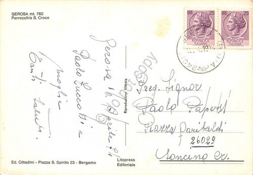 Cartolina Gerosa Parrocchia Santa Croce 1974 leggera piega | Immagine Gallery 2