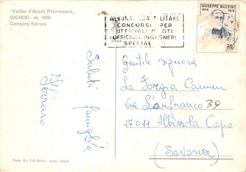 Cartolina Gignod Camping Europa