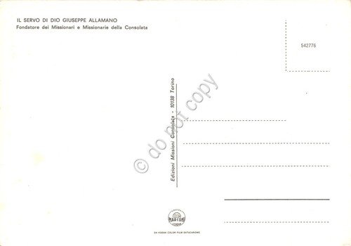 Cartolina Giuseppe Alamanno Fondatore Missionari della Consolata