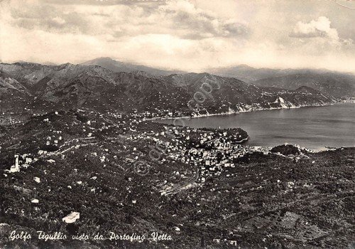 Cartolina Golfo del Tigullio panorama da Portofino Vetta anni '50 | Immagine principale