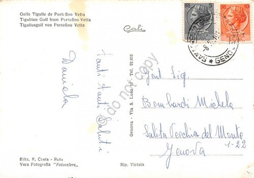 Cartolina Golfo del Tigullio panorama da Portofino Vetta anni '50 | Immagine Gallery 2