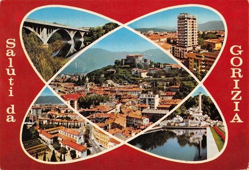 Cartolina Gorizia 5 vedute panorama ponte | Immagine principale