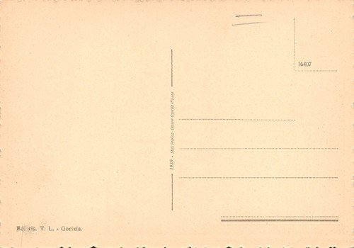 Cartolina Gorizia Isonzo con Pogdora ponte Monte Calvario anni '40