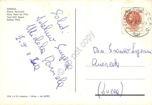 Cartolina Gorizia Piazza Municipio dall'alto auto case 1976 | Immagine Gallery 2