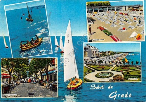 Cartolina Grado 5 vedute barche 1965 (Gorizia) | Immagine principale