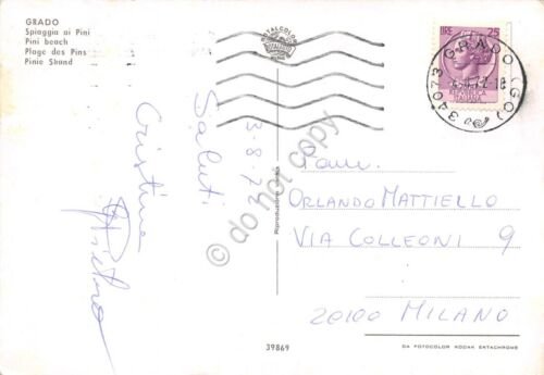 Cartolina Grado Spiaggia ai pini 1972