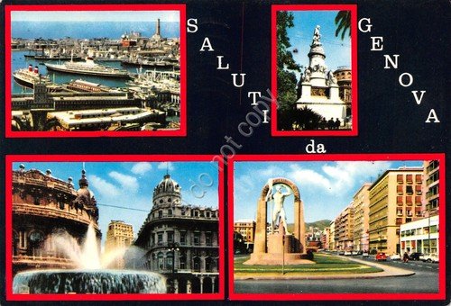 Cartolina grafica Genova vedute varie città e porto 1969