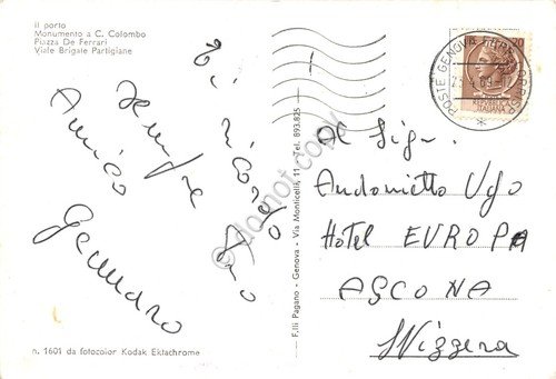 Cartolina grafica Genova vedute varie città e porto 1969