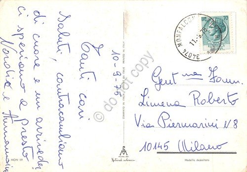 Cartolina grafica Monfalcone vedute varie 1975