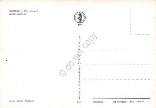 Cartolina grafica Sampeyre vedute varie paese animata (Cuneo)