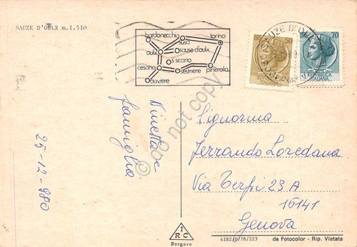 Cartolina grafica sci Sauze D'Oulx vedute varie piste da sci … | Immagine Gallery 2