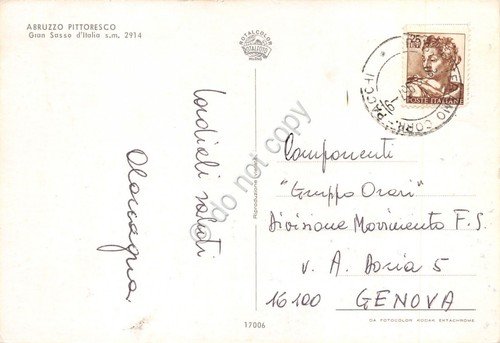 Cartolina Gran Sasso d'Italia Abruzzo Fiat 600 anni'50