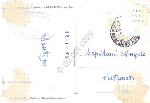 Cartolina Gressoney La Trinitè Panorama 1958 (Aosta)