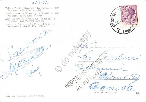 Cartolina Gressoney La Trinit? panorama e Monte Rosa 1973 (Aosta)