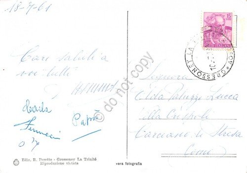 Cartolina Gressoney Panorama 1961 (Aosta)