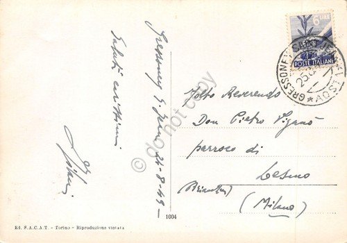 Cartolina Gressoney Panorama e Monte Rosa Ed SACAT 1949 | Immagine Gallery 2