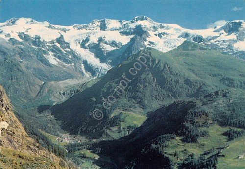 Cartolina Gressoney Panorama fondo valle e catena M. Rosa al … | Immagine principale