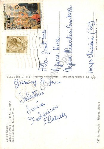 Cartolina Gressoney St Jean con Monte Rosa (Aosta)