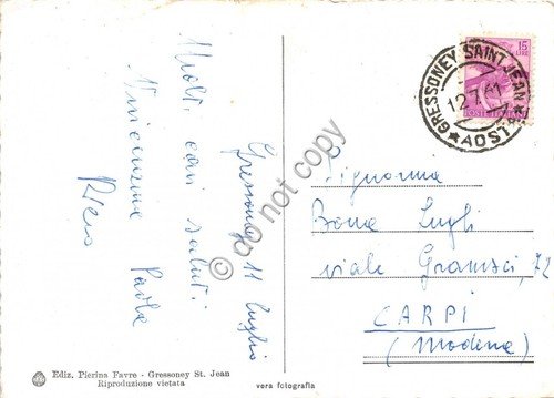 Cartolina Gressoney St. Jean Panorama 1961 (Aosta)