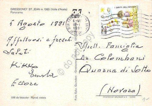 Cartolina Gressoney St. Jean Panorama 1991 (Aosta) | Immagine Gallery 2