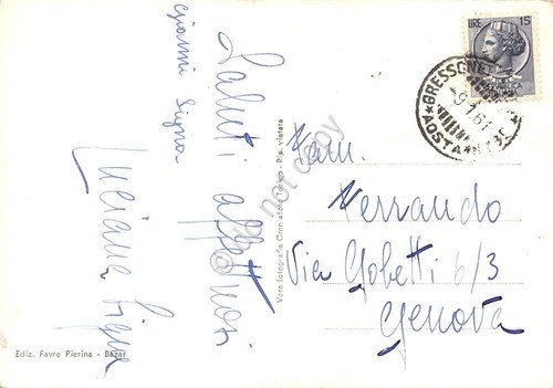 Cartolina Gressoney St Jean Panorama strada e neve 1961 | Immagine Gallery 2