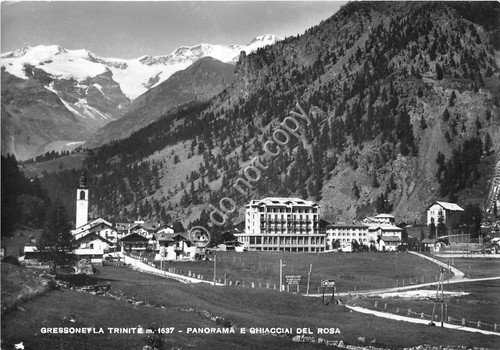 Cartolina Gressoney Trinitè Panorama e Ghiacciai anni '60